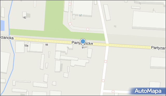 Pabianice, Partyzancka, 57, mapa Pabianic