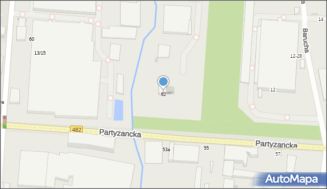 Pabianice, Partyzancka, 62, mapa Pabianic