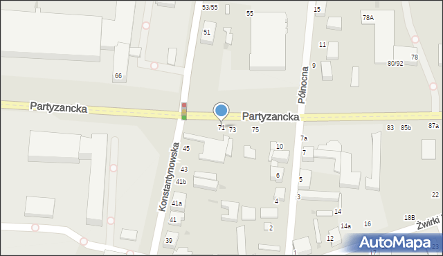 Pabianice, Partyzancka, 71, mapa Pabianic