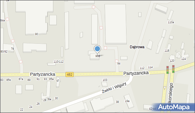 Pabianice, Partyzancka, 90B, mapa Pabianic
