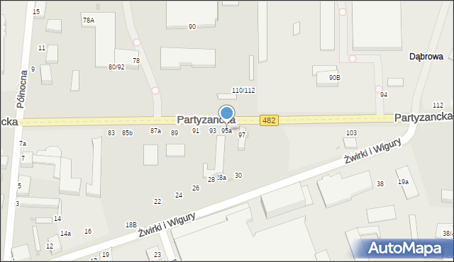 Pabianice, Partyzancka, 95a, mapa Pabianic