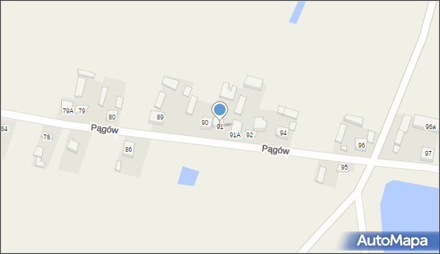 Pągów, Pągów, 91, mapa Pągów