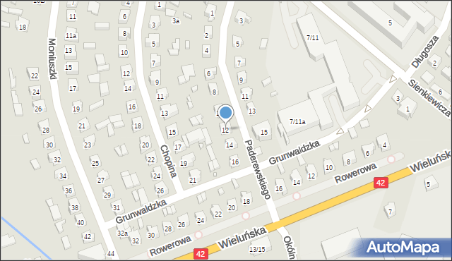 Pajęczno, Paderewskiego Ignacego Jana, 12, mapa Pajęczno