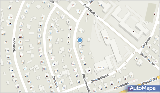 Pajęczno, Paderewskiego Ignacego Jana, 7, mapa Pajęczno