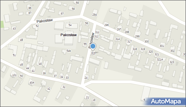 Pakosław, Pakosław, 313, mapa Pakosław