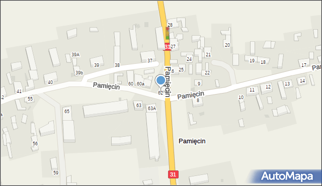 Pamięcin, Pamięcin, 62, mapa Pamięcin