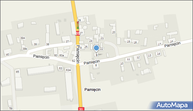 Pamięcin, Pamięcin, 9, mapa Pamięcin