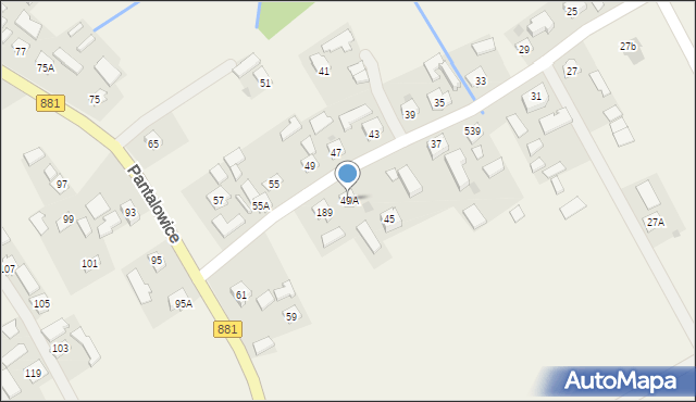 Pantalowice, Pantalowice, 49A, mapa Pantalowice