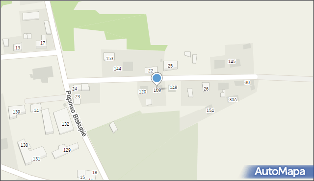 Papowo Biskupie, Papowo Biskupie, 109, mapa Papowo Biskupie