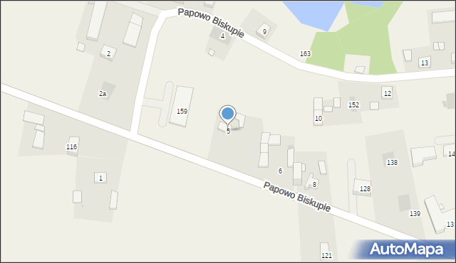 Papowo Biskupie, Papowo Biskupie, 5, mapa Papowo Biskupie