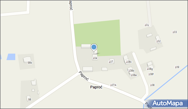 Paproć, Paproć, 106, mapa Paproć