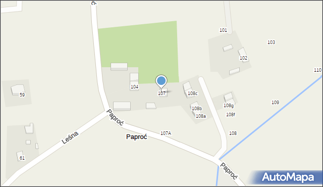 Paproć, Paproć, 107, mapa Paproć