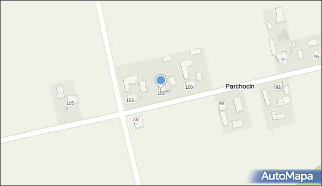 Parchocin, Parchocin, 101, mapa Parchocin