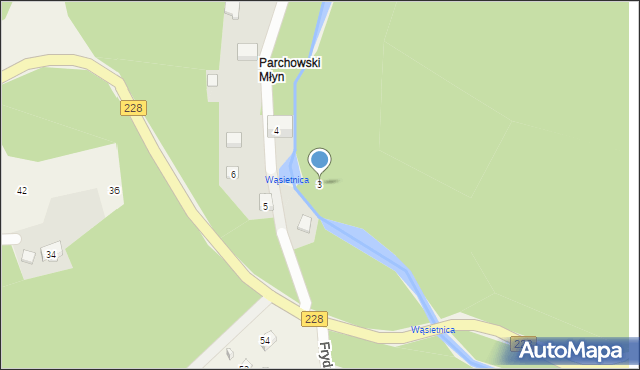 Parchowo, Parchowski Młyn, 3, mapa Parchowo