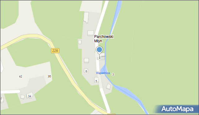 Parchowo, Parchowski Młyn, 4, mapa Parchowo