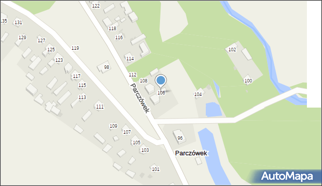 Parczówek, Parczówek, 106, mapa Parczówek