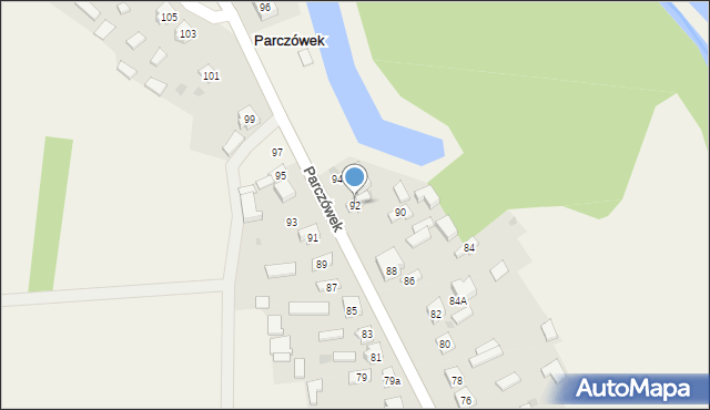 Parczówek, Parczówek, 92, mapa Parczówek