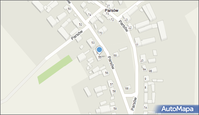 Parsów, Parsów, 55, mapa Parsów