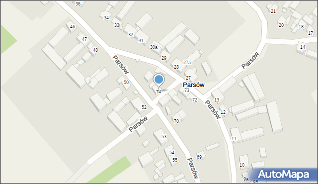 Parsów, Parsów, 74, mapa Parsów