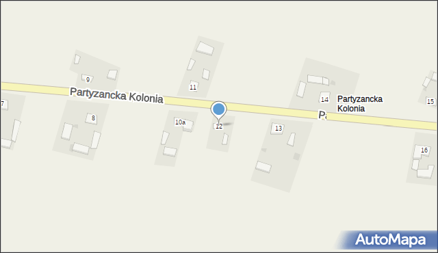 Partyzancka Kolonia, Partyzancka Kolonia, 12, mapa Partyzancka Kolonia