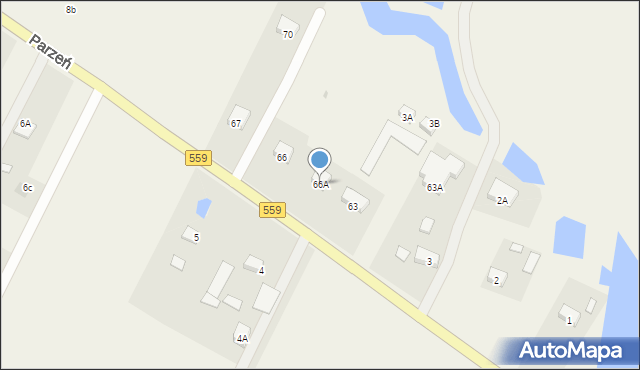 Parzeń, Parzeń, 66A, mapa Parzeń