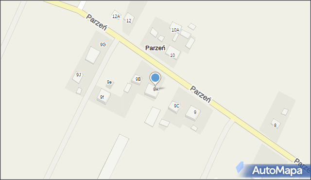 Parzeń, Parzeń, 9A, mapa Parzeń