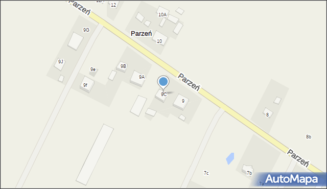 Parzeń, Parzeń, 9C, mapa Parzeń