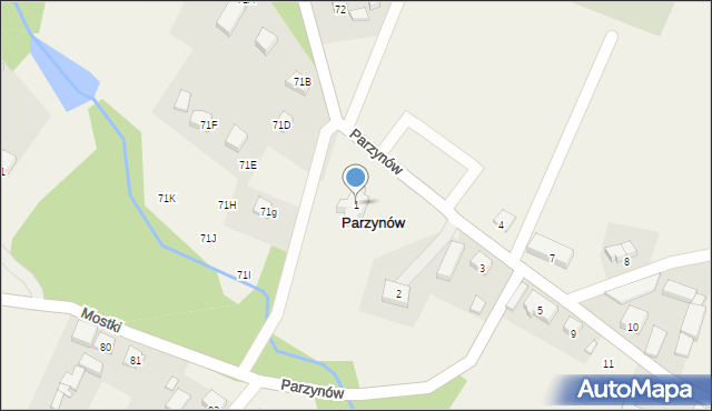 Parzynów, Parzynów, 1, mapa Parzynów