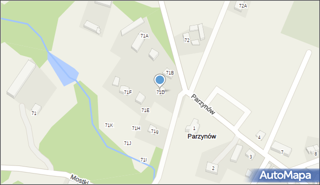 Parzynów, Parzynów, 71D, mapa Parzynów