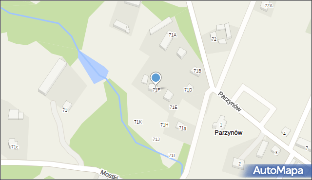 Parzynów, Parzynów, 71F, mapa Parzynów