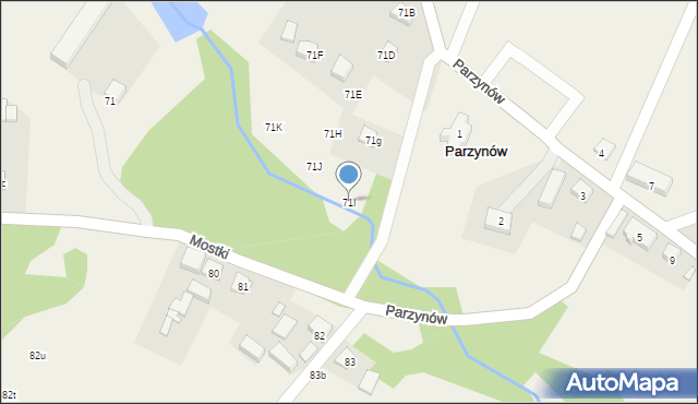 Parzynów, Parzynów, 71I, mapa Parzynów
