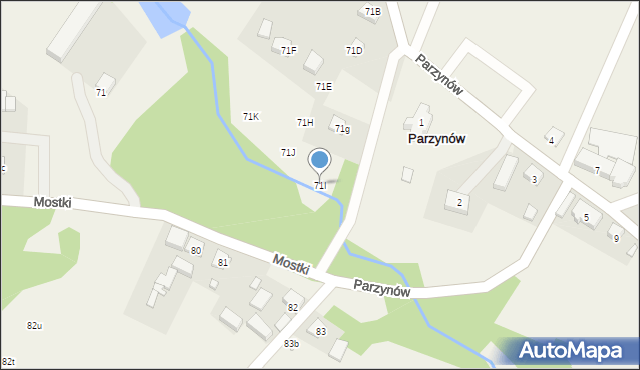 Parzynów, Parzynów, 71I, mapa Parzynów