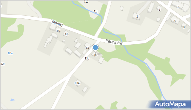 Parzynów, Parzynów, 83, mapa Parzynów