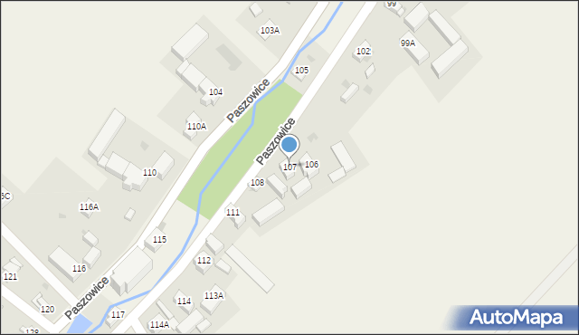 Paszowice, Paszowice, 107, mapa Paszowice