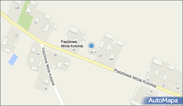 Pasztowa Wola-Kolonia, Pasztowa Wola-Kolonia, 27, mapa Pasztowa Wola-Kolonia