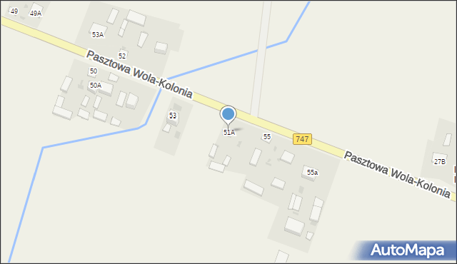 Pasztowa Wola-Kolonia, Pasztowa Wola-Kolonia, 51A, mapa Pasztowa Wola-Kolonia