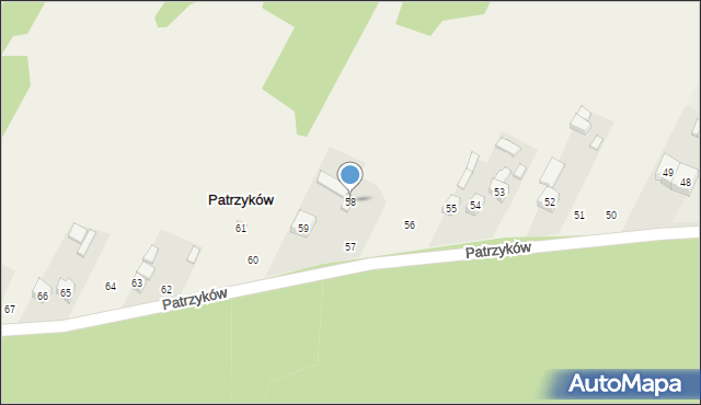 Patrzyków, Patrzyków, 58, mapa Patrzyków