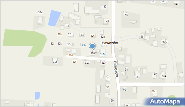 Pawęzów, Pawęzów, 31e, mapa Pawęzów