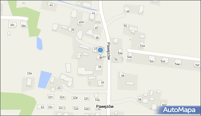 Pawęzów, Pawęzów, 36, mapa Pawęzów