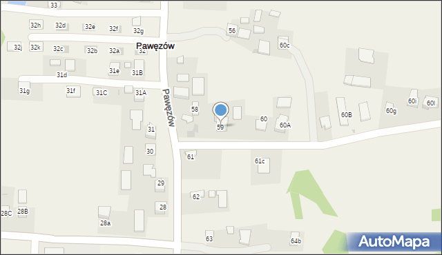 Pawęzów, Pawęzów, 59, mapa Pawęzów