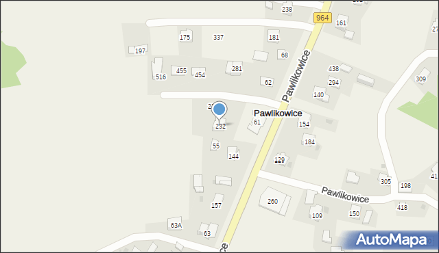 Pawlikowice, Pawlikowice, 232, mapa Pawlikowice