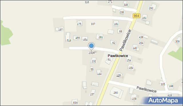 Pawlikowice, Pawlikowice, 232A, mapa Pawlikowice