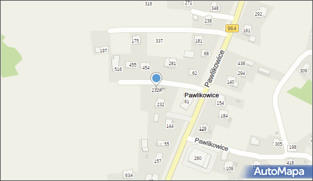 Pawlikowice, Pawlikowice, 232A, mapa Pawlikowice