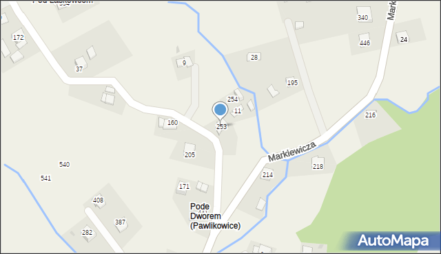 Pawlikowice, Pawlikowice, 253, mapa Pawlikowice