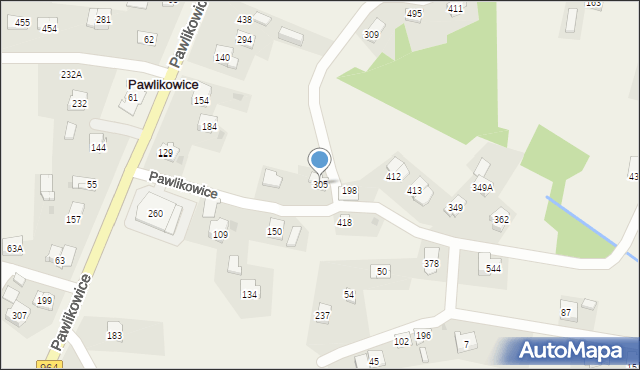 Pawlikowice, Pawlikowice, 305, mapa Pawlikowice
