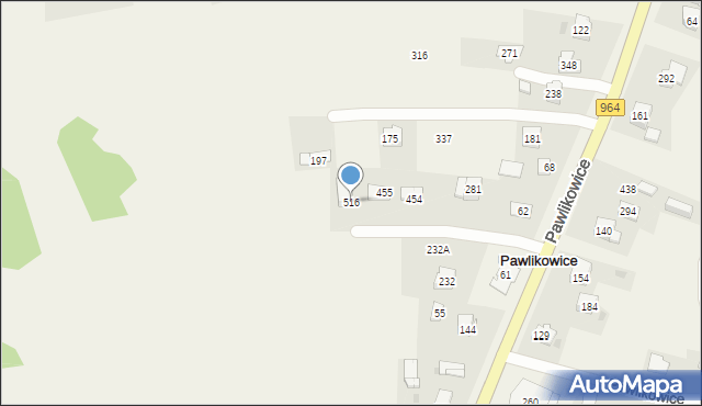 Pawlikowice, Pawlikowice, 516, mapa Pawlikowice