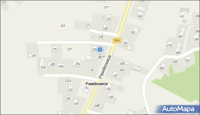 Pawlikowice, Pawlikowice, 68, mapa Pawlikowice