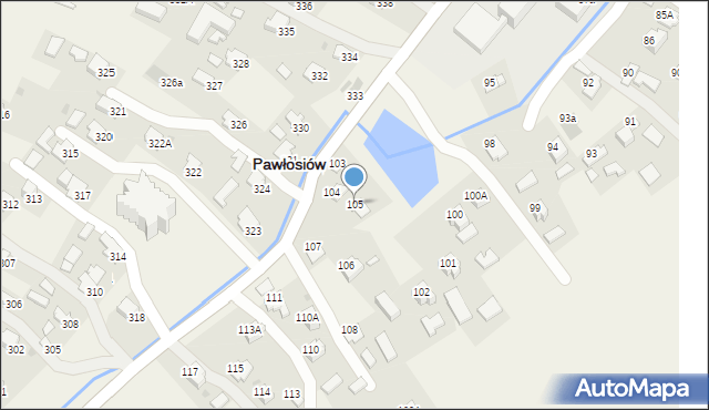 Pawłosiów, Pawłosiów, 105, mapa Pawłosiów