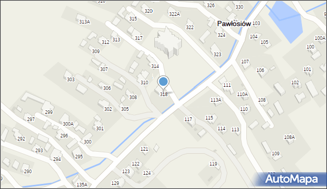 Pawłosiów, Pawłosiów, 318, mapa Pawłosiów