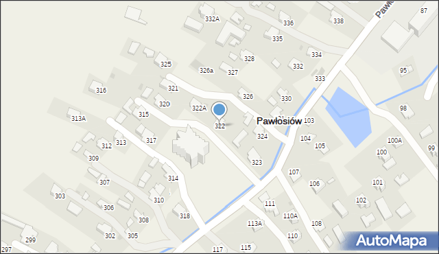 Pawłosiów, Pawłosiów, 322, mapa Pawłosiów